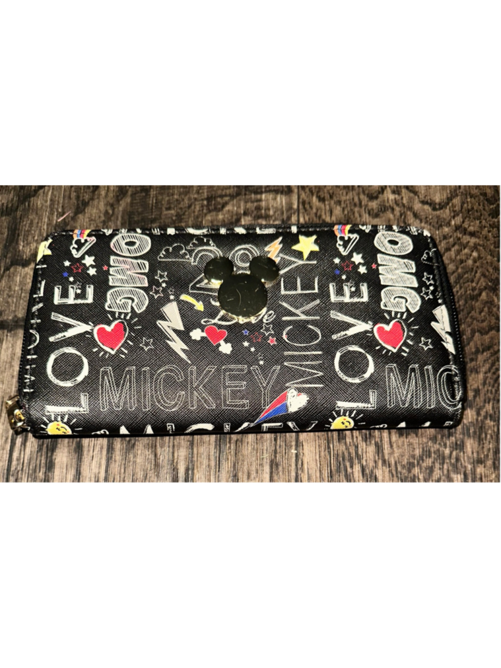 Women's Mickey Mouse Print Wallet One Size Black White